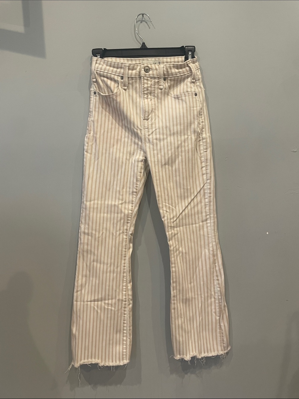 Abercrombie & fitch women’s striped jeans high rise ankle flare size 0